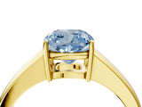 Yellow gold Fancy Blue Cushion  Solitaire Diamond Ring with Tapered Band and Four-Prong Setting_54