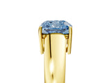 Yellow gold Fancy Blue Cushion  Solitaire Diamond Ring with Tapered Band and Four-Prong Setting_55