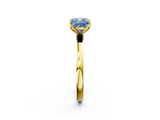 Yellow gold Fancy Blue Cushion  Solitaire Diamond Ring with Thin Band and Four-Prong Setting_22