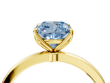 Yellow gold Fancy Blue Cushion  Solitaire Diamond Ring with Thin Band and Four-Prong Setting_24