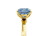 Yellow gold Fancy Blue Cushion  Solitaire Diamond Ring with Thin Band and Four-Prong Setting_25