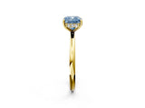 Yellow gold Fancy Blue Cushion  Solitaire Diamond Ring with a Classic Band and Four-Prong Setting 3