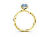 Yellow gold Fancy Blue Cushion  Solitaire Diamond Ring with a Classic Band and Four-Prong Setting 4
