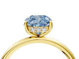 Yellow gold Fancy Blue Cushion  Solitaire Diamond Ring with a Classic Band and Four-Prong Setting 5