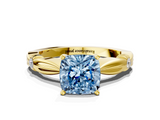 Yellow gold Fancy Blue Cushion  Solitaire Diamond Twisted Band with Four-Prong Setting_60