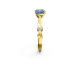 Yellow gold Fancy Blue Cushion  Solitaire Diamond Twisted Band with Four-Prong Setting_62