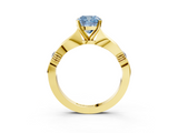 Yellow gold Fancy Blue Cushion  Solitaire Diamond Twisted Band with Four-Prong Setting_63