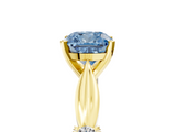 Yellow gold Fancy Blue Cushion  Solitaire Diamond Twisted Band with Four-Prong Setting_65