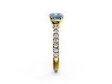Yellow gold Fancy Blue Cushion  Solitaire Diamond with Pavé Band and Four-Prong Setting_51
