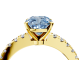 Yellow gold Fancy Blue Cushion  Solitaire Diamond with Pavé Band and Four-Prong Setting_53