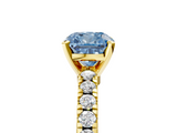 Yellow gold Fancy Blue Cushion  Solitaire Diamond with Pavé Band and Four-Prong Setting_54