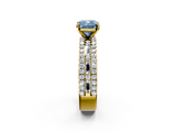 Yellow gold Fancy Blue Cushion  Solitaire Diamond with Pave and Channel Set Band_58