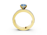 Yellow gold Fancy Blue Cushion  Solitaire Diamond with Pave and Channel Set Band_59