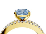 Yellow gold Fancy Blue Cushion  Solitaire Diamond with Pave and Channel Set Band_60