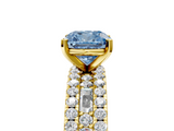 Yellow gold Fancy Blue Cushion  Solitaire Diamond with Pave and Channel Set Band_61