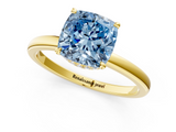 Yellow gold Fancy Blue Cushion  Solitaire Engagement Ring with Cathedral Band and Four-Prong Setting_22