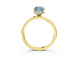 Yellow gold Fancy Blue Cushion  Solitaire Engagement Ring with Cathedral Band and Four-Prong Setting_24