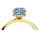 Yellow gold Fancy Blue Cushion  Solitaire Engagement Ring with Cathedral Band and Four-Prong Setting_25