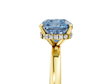 Yellow gold Fancy Blue Cushion  Solitaire Engagement Ring with Cathedral Band and Four-Prong Setting_26