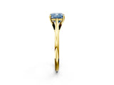 Yellow gold Fancy Blue Cushion  Solitaire Engagement Ring with Four-Prong Setting and Classic Band 3