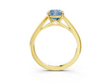 Yellow gold Fancy Blue Cushion  Solitaire Engagement Ring with Four-Prong Setting and Classic Band 4