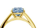 Yellow gold Fancy Blue Cushion  Solitaire Engagement Ring with Four-Prong Setting and Classic Band 5