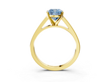 Yellow gold Fancy Blue Cushion  Solitaire Engagement Ring with Four-Prong Setting and Tapered Band_6