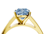 Yellow gold Fancy Blue Cushion  Solitaire Engagement Ring with Four-Prong Setting and Tapered Band_7