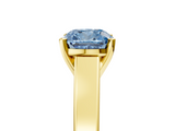 Yellow gold Fancy Blue Cushion  Solitaire Engagement Ring with Four-Prong Setting and Tapered Band_8