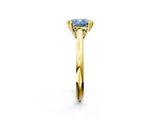 Yellow gold Fancy Blue Cushion  Solitaire Engagement Ring with Six-Prong Setting and Classic Band 3
