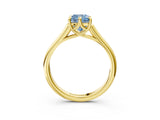 Yellow gold Fancy Blue Cushion  Solitaire Engagement Ring with Six-Prong Setting and Classic Band 4