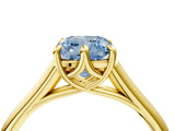 Yellow gold Fancy Blue Cushion  Solitaire Engagement Ring with Six-Prong Setting and Classic Band 5