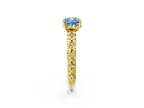 Yellow gold Fancy Blue Cushion  Solitaire Floral Milgrain Engagement Ring_33