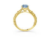 Yellow gold Fancy Blue Cushion  Solitaire Floral Milgrain Engagement Ring_34