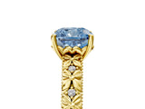 Yellow gold Fancy Blue Cushion  Solitaire Floral Milgrain Engagement Ring_36
