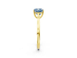 Yellow gold Fancy Blue Cushion  Solitaire Heart Prong Engagement Ring with Tapered Band_57