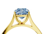 Yellow gold Fancy Blue Cushion  Solitaire Heart Prong Engagement Ring with Tapered Band_59