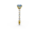 Yellow gold Fancy Blue Cushion  Solitaire Marquise Side Stone Prong Setting Ring_46