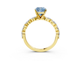 Yellow gold Fancy Blue Cushion  Solitaire Marquise Side Stone Prong Setting Ring_47