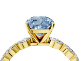 Yellow gold Fancy Blue Cushion  Solitaire Marquise Side Stone Prong Setting Ring_48