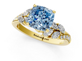 Yellow gold Fancy Blue Cushion  Solitaire Marquise Twist Band with Six-Prong Setting_82