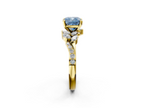 Yellow gold Fancy Blue Cushion  Solitaire Marquise Twist Band with Six-Prong Setting_83