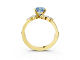 Yellow gold Fancy Blue Cushion  Solitaire Marquise Twist Band with Six-Prong Setting_84