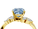 Yellow gold Fancy Blue Cushion  Solitaire Marquise Twist Band with Six-Prong Setting_85