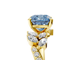 Yellow gold Fancy Blue Cushion  Solitaire Marquise Twist Band with Six-Prong Setting_86