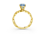Yellow gold Fancy Blue Cushion  Solitaire Milgrain Diamond Engagement Ring with Bezel and Marquise Band_69