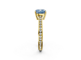 Yellow gold Fancy Blue Cushion  Solitaire Pavé Band Prong Setting Ring_23
