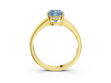 Yellow gold Fancy Blue Cushion  Solitaire Pavé Band Prong Setting Ring_24