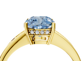 Yellow gold Fancy Blue Cushion  Solitaire Pavé Band Prong Setting Ring_25