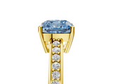 Yellow gold Fancy Blue Cushion  Solitaire Pavé Band Prong Setting Ring_26